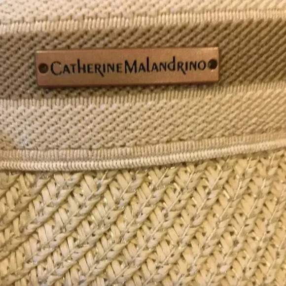 Catherine Malandrino Cream/Tan Sun Visor 100% Paper with Monogram Signature-OS - Picture 10 of 12